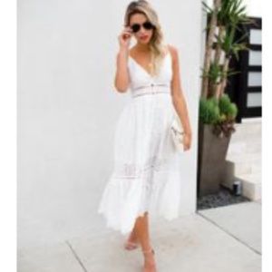 White eyelet midi dress